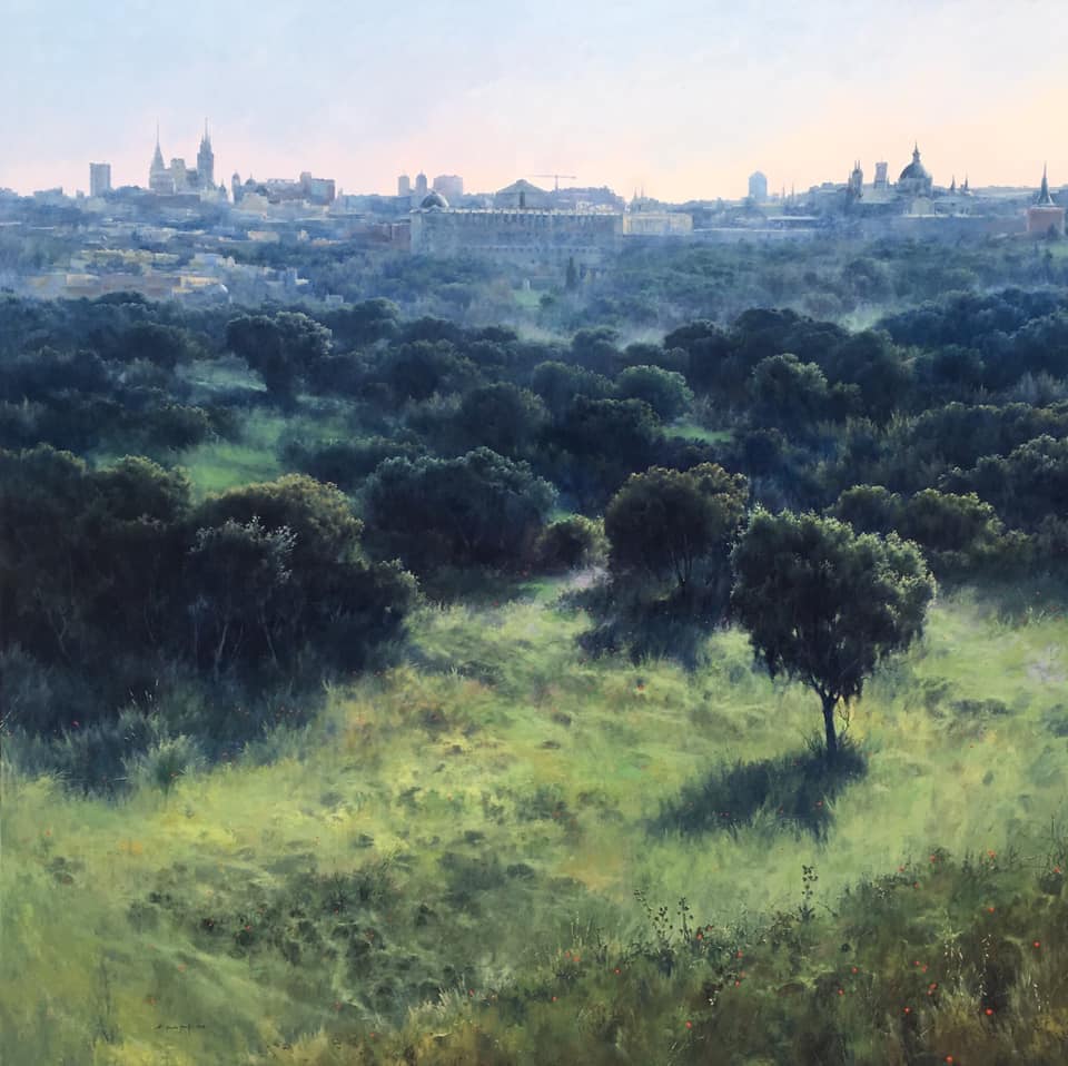 Madrid desde la casa de campo - Óleo sobre madera entelada - 195x195