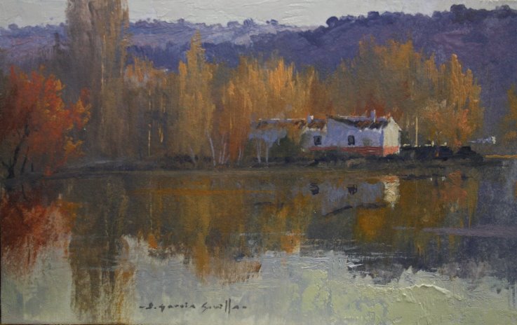 Otoño en la Laguna del Rey - Óleo sobre madera preparada - 9x15