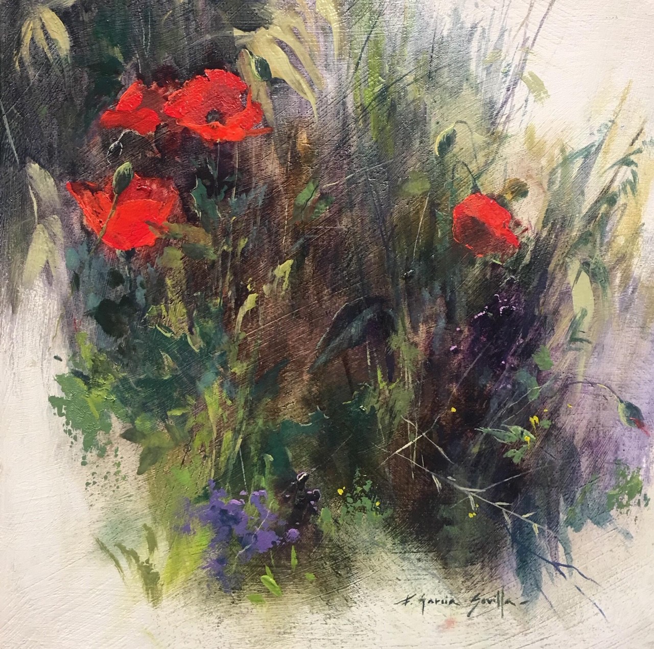 Amapolas- Óleo sobre madera entelada - 25X25