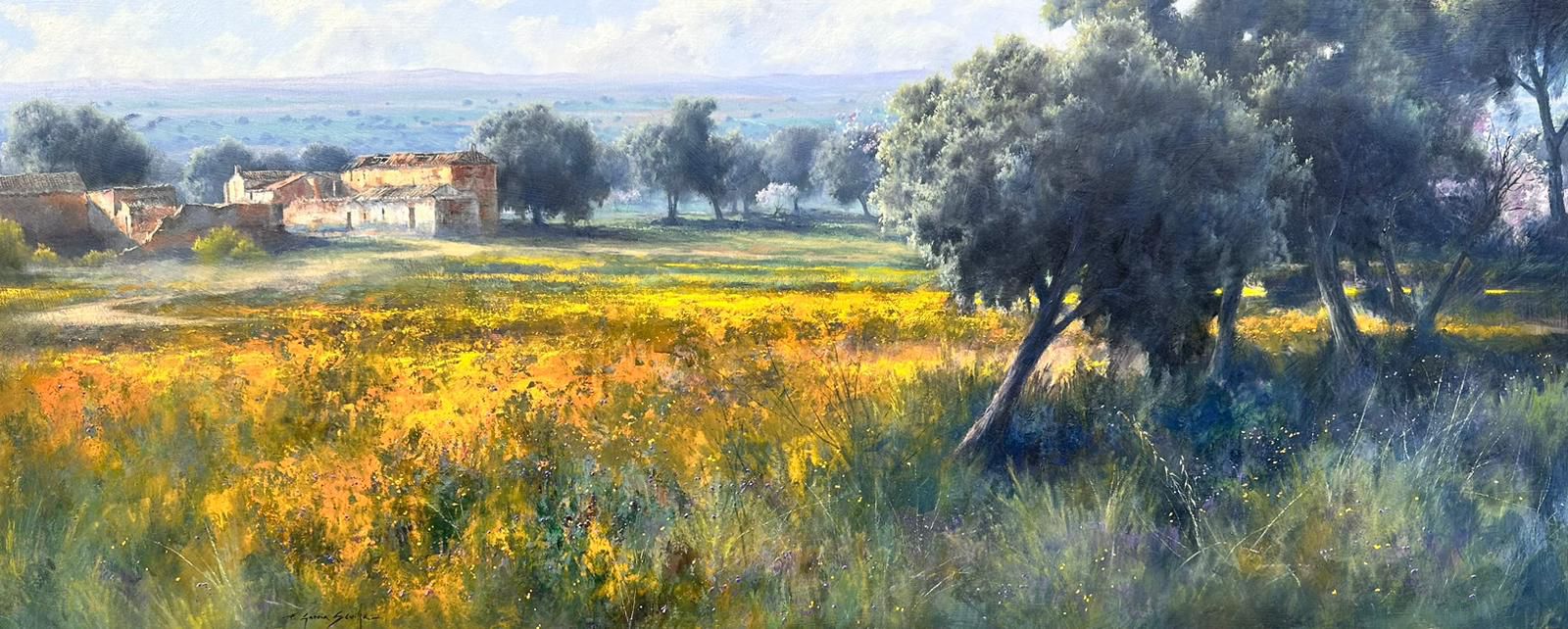 “AL LLEGAR LA PRIMAVERA” Oleo/madera tratada 50x122 cm.