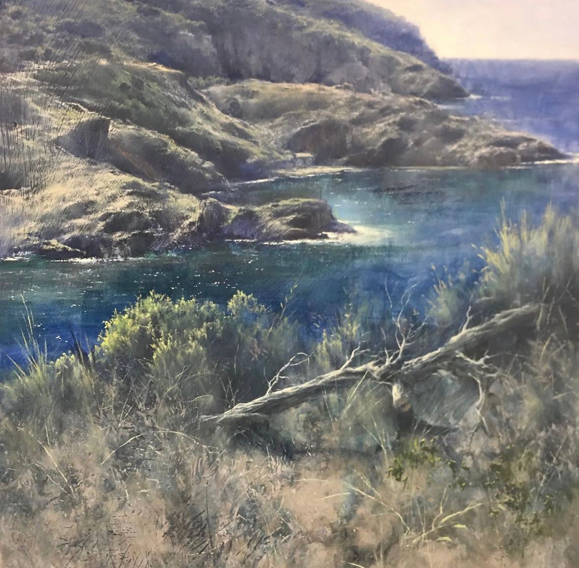“CALA VADELLA” (Ibiza) Oleo/madera tratada 40x40 cm.