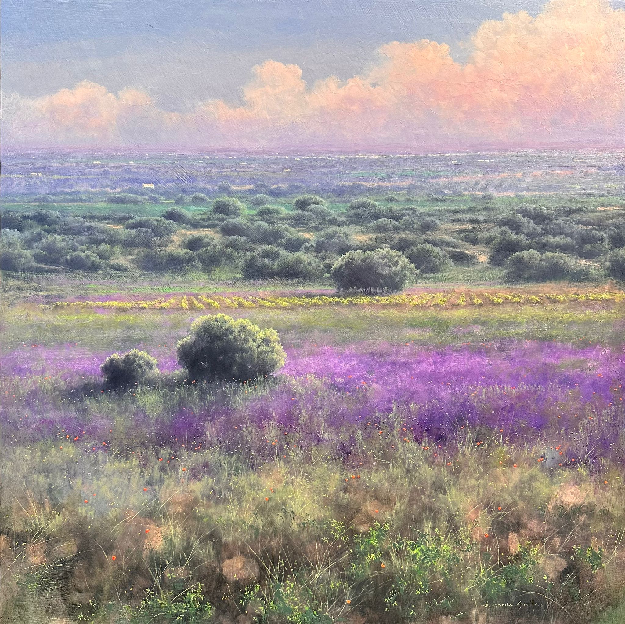 “LA MANCHA INFINITA” Oleo/madera tratada 75x75 cm.