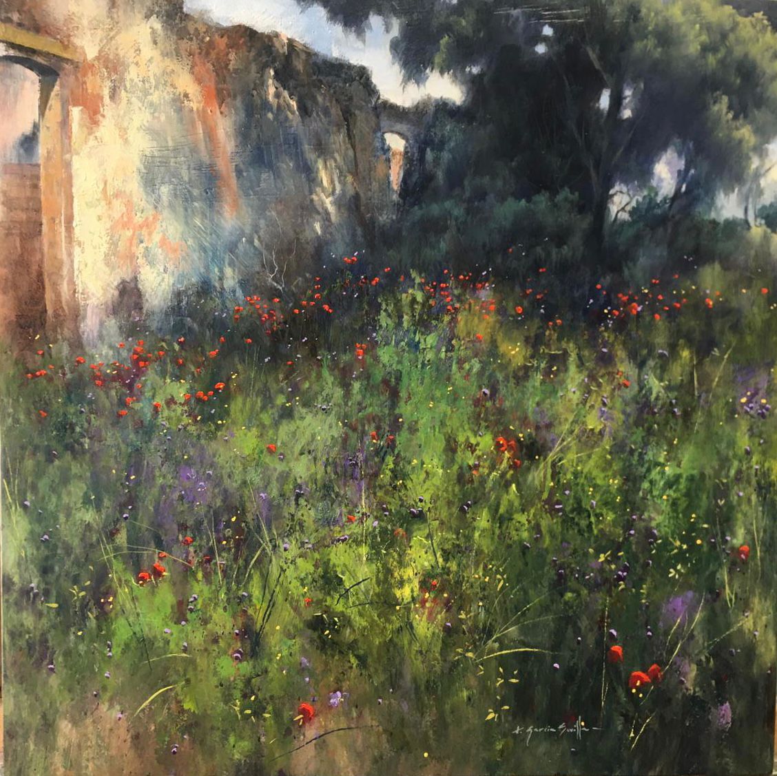 “MINAS CERCA DE CABEZARADOS” Oleo/madera tratada  40x40 cm.