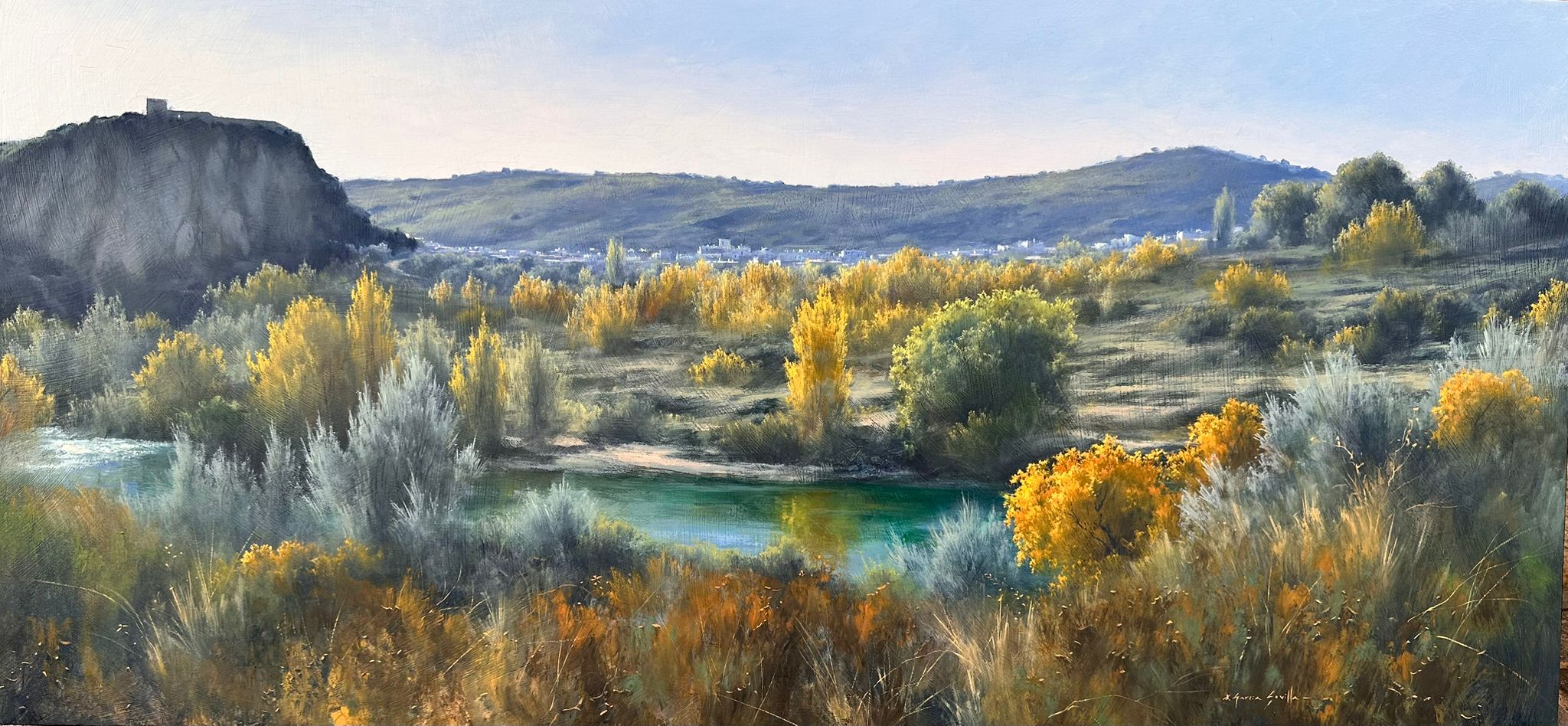 “OTOÑO POR ENGUIDANOS” Oleo/madera tratada 45x95 cm.